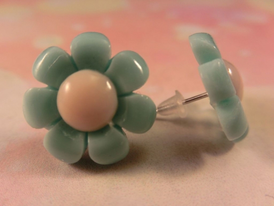 Preview: Pastell Blume Ohrstecker Blüte Flower blau rosa